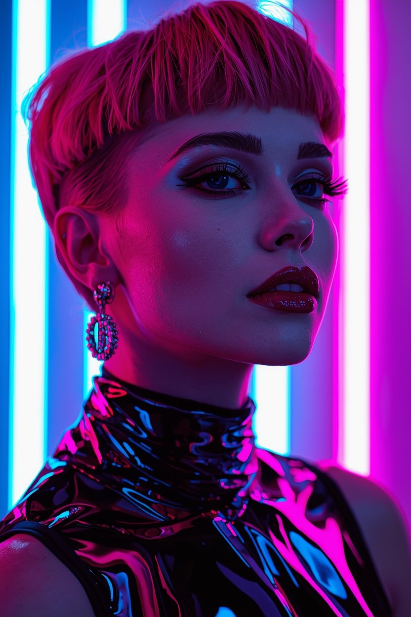 Portrait futuriste neon générée par IA